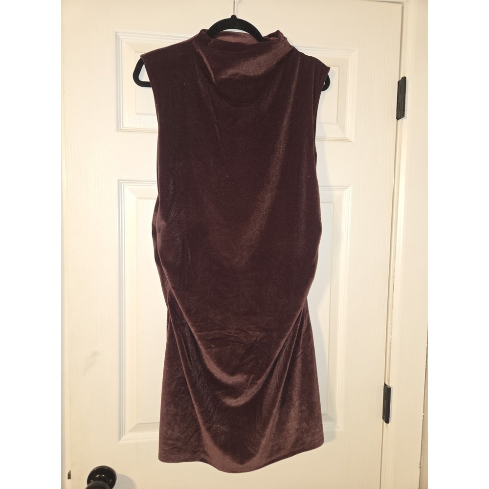 A‎ New Day Womens Burgundy Velvet Sleeveless Dress Knee-Length Size Large